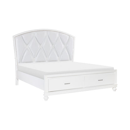 Homelegance Queen Bed Aria Bright White Finish with LED Lighting 1436W-1