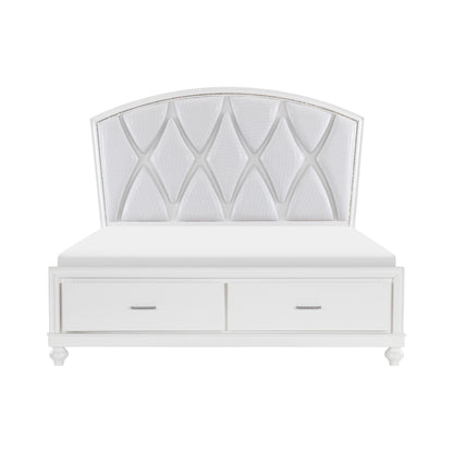 Homelegance Queen Bed Aria Bright White Finish with LED Lighting 1436W-1