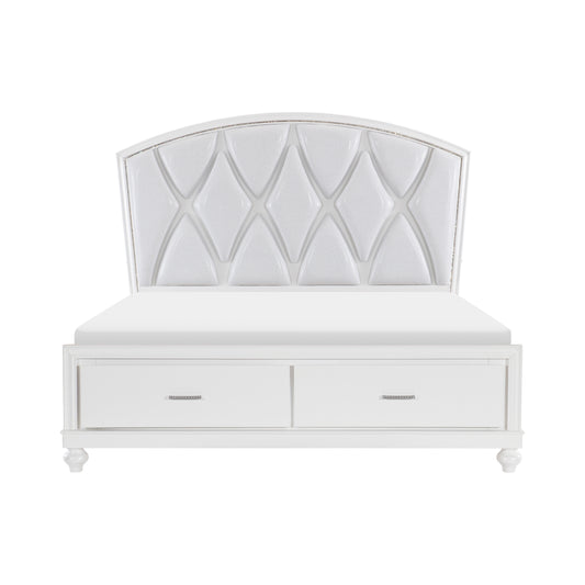 Homelegance Queen Bed Aria Bright White Finish with LED Lighting 1436W-1