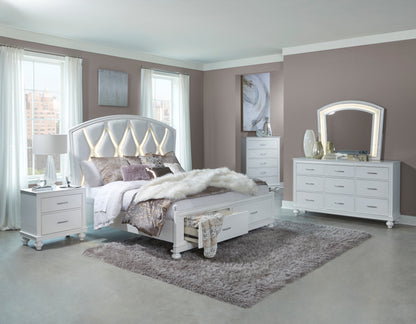 Homelegance Nightstand Aria White Finish with Crystal Accents 1436W-4