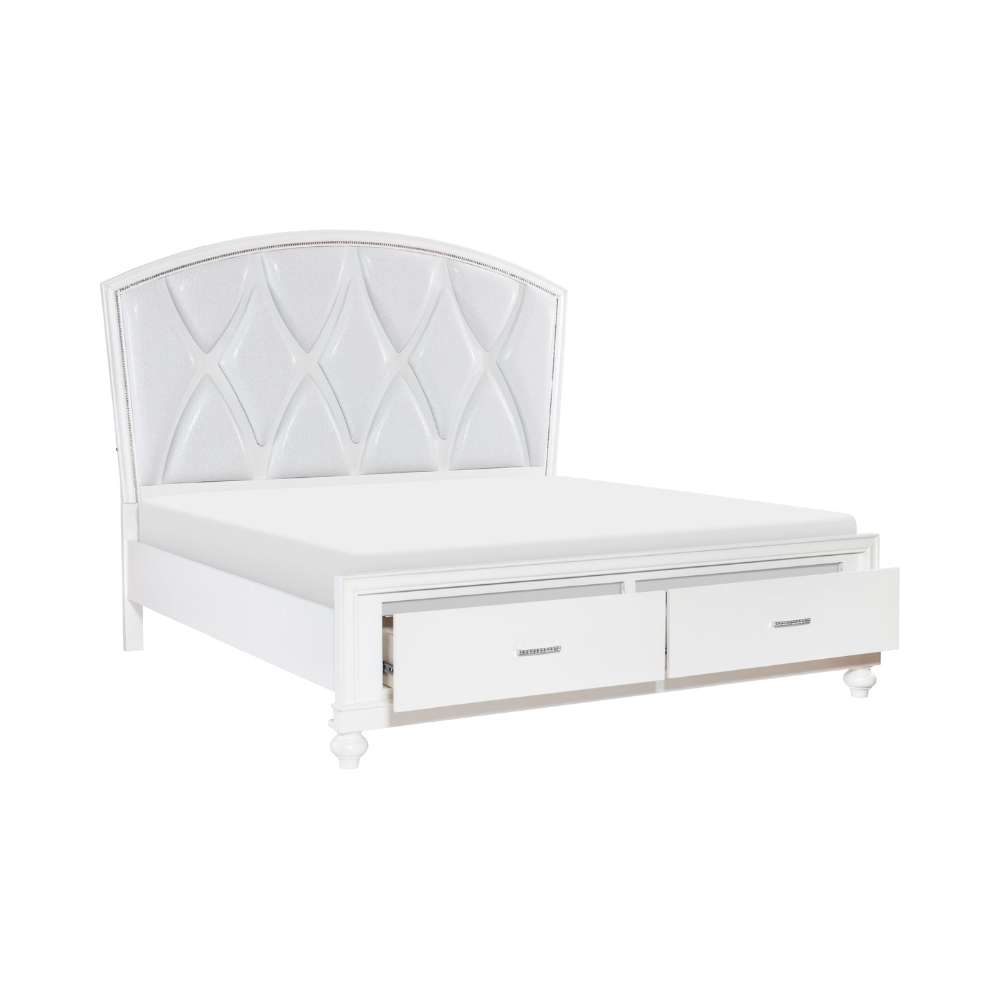 Homelegance Queen Bed Aria Bright White Finish with LED Lighting 1436W-1