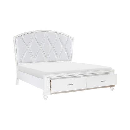 Homelegance Queen Bed Aria Bright White Finish with LED Lighting 1436W-1