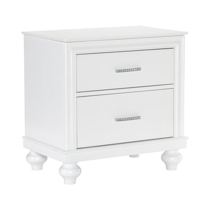 Homelegance Nightstand Aria White Finish with Crystal Accents 1436W-4