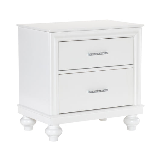 Homelegance Nightstand Aria White Finish with Crystal Accents 1436W-4