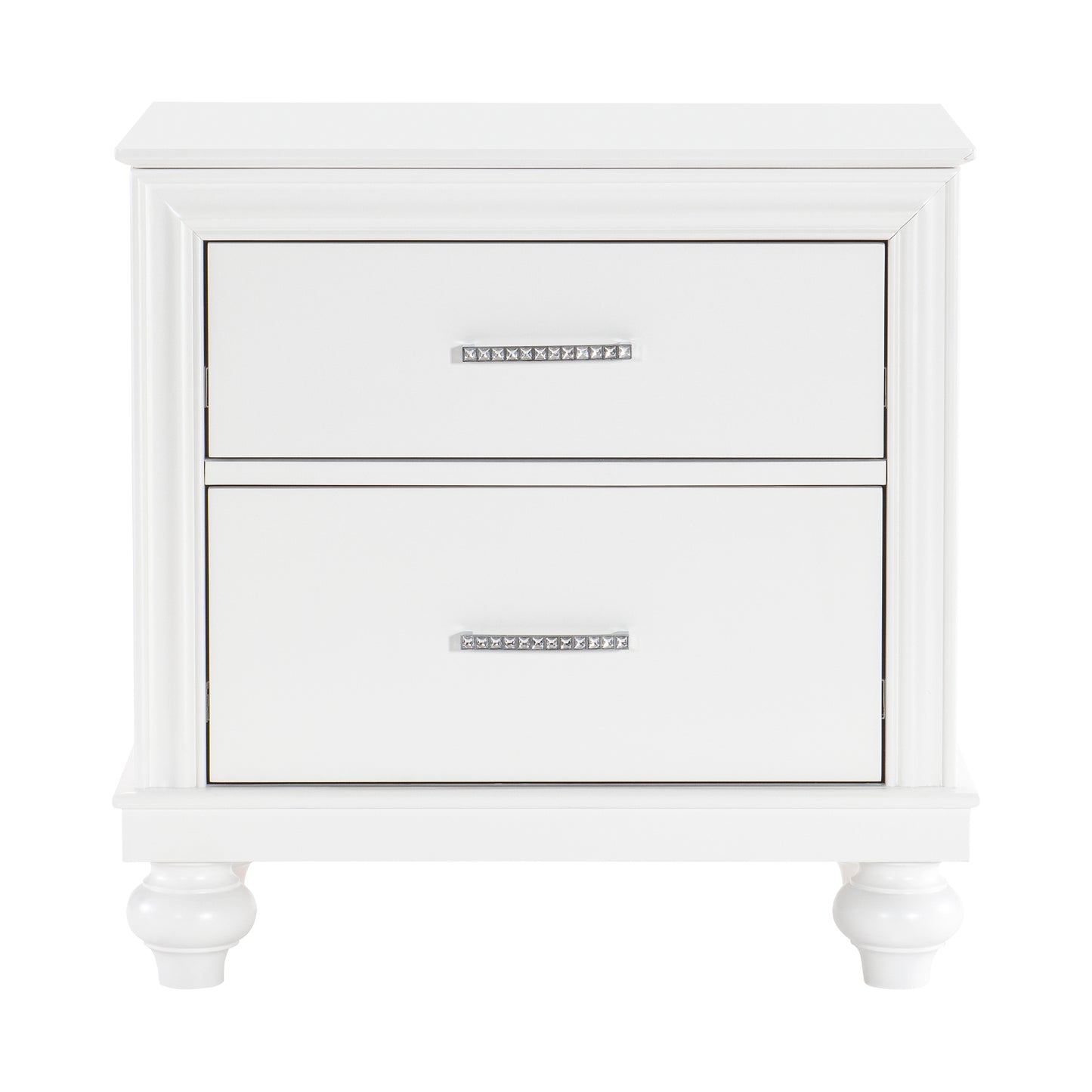 Homelegance Nightstand Aria White Finish with Crystal Accents 1436W-4