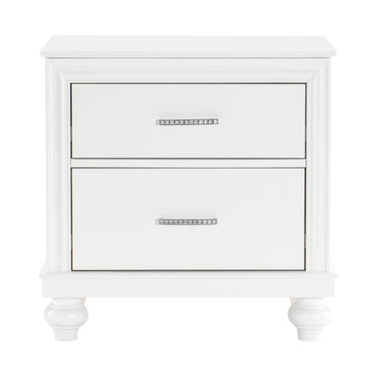 Homelegance Nightstand Aria White Finish with Crystal Accents 1436W-4