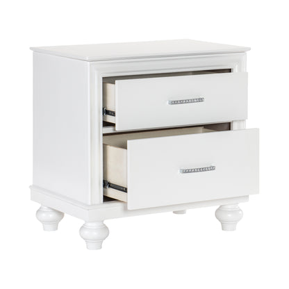 Homelegance Nightstand Aria White Finish with Crystal Accents 1436W-4