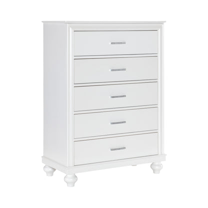 Homelegance Aria Chest Bright White Finish with Crystal Accents 1436W-9