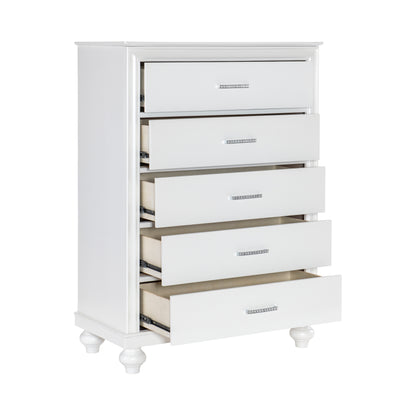 Homelegance Aria Chest Bright White Finish with Crystal Accents 1436W-9