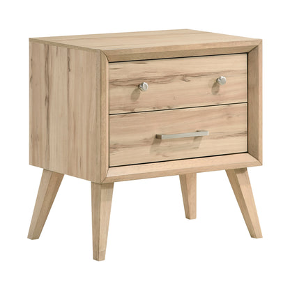 Homelegance Nightstand Marrin Natural Oak Finish with Drawers and Nickel Knobs 1444-4