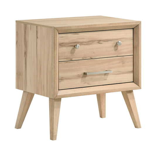 Homelegance Nightstand Marrin Natural Oak Finish with Drawers and Nickel Knobs 1444-4