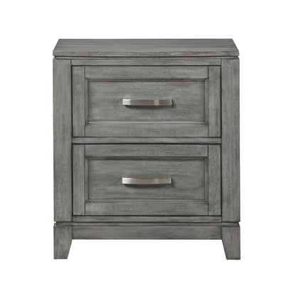 Homelegance Nightstand Garretson Gray Finish with Metal Bar Hardware 1450-4