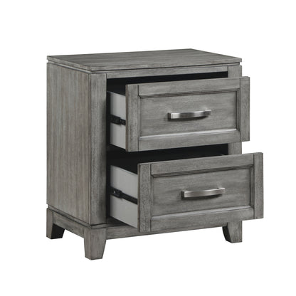 Homelegance Nightstand Garretson Gray Finish with Metal Bar Hardware 1450-4