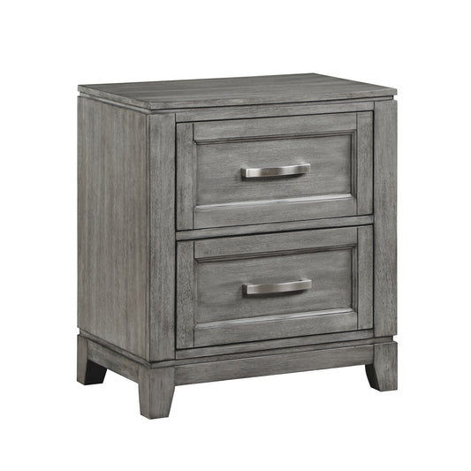 Homelegance Nightstand Garretson Gray Finish with Metal Bar Hardware 1450-4