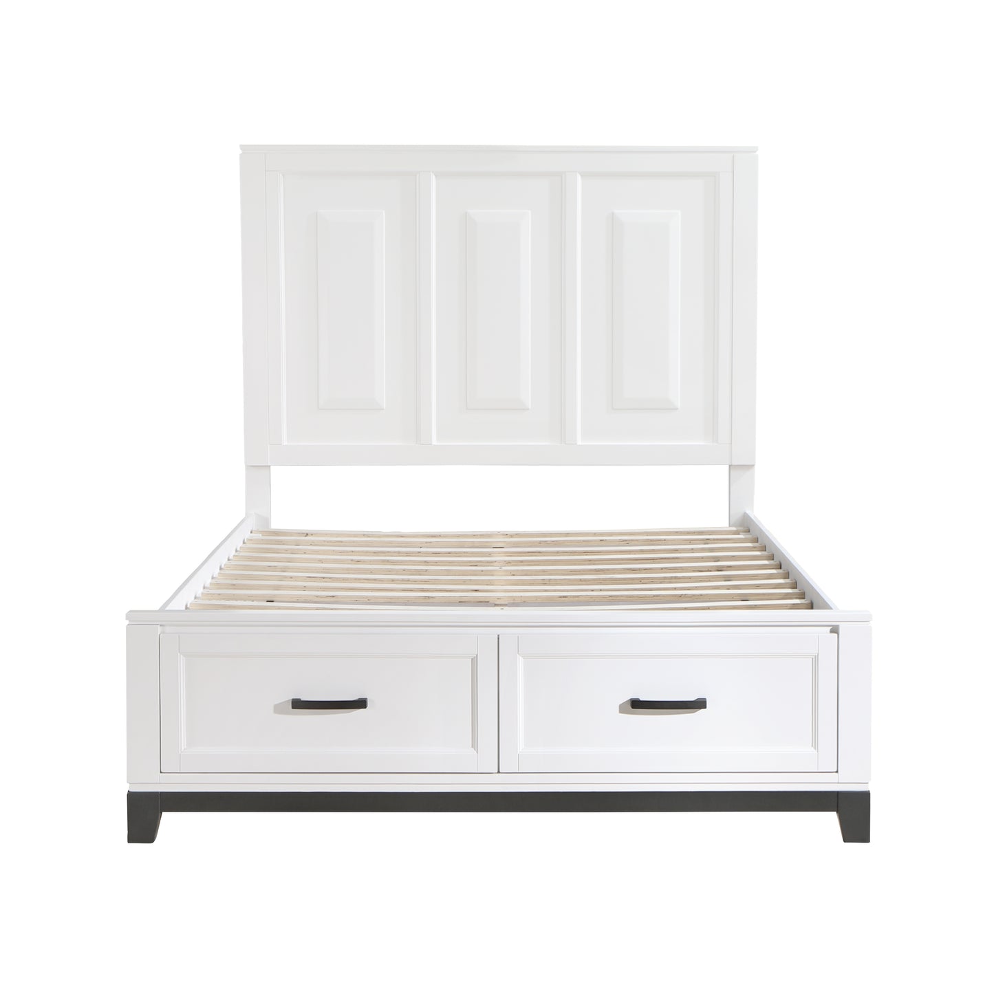 Homelegance Queen Bed Garretson White Metallic Gray Finish with Storage 1450WH-1