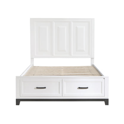 Homelegance Queen Bed Garretson White Metallic Gray Finish with Storage 1450WH-1