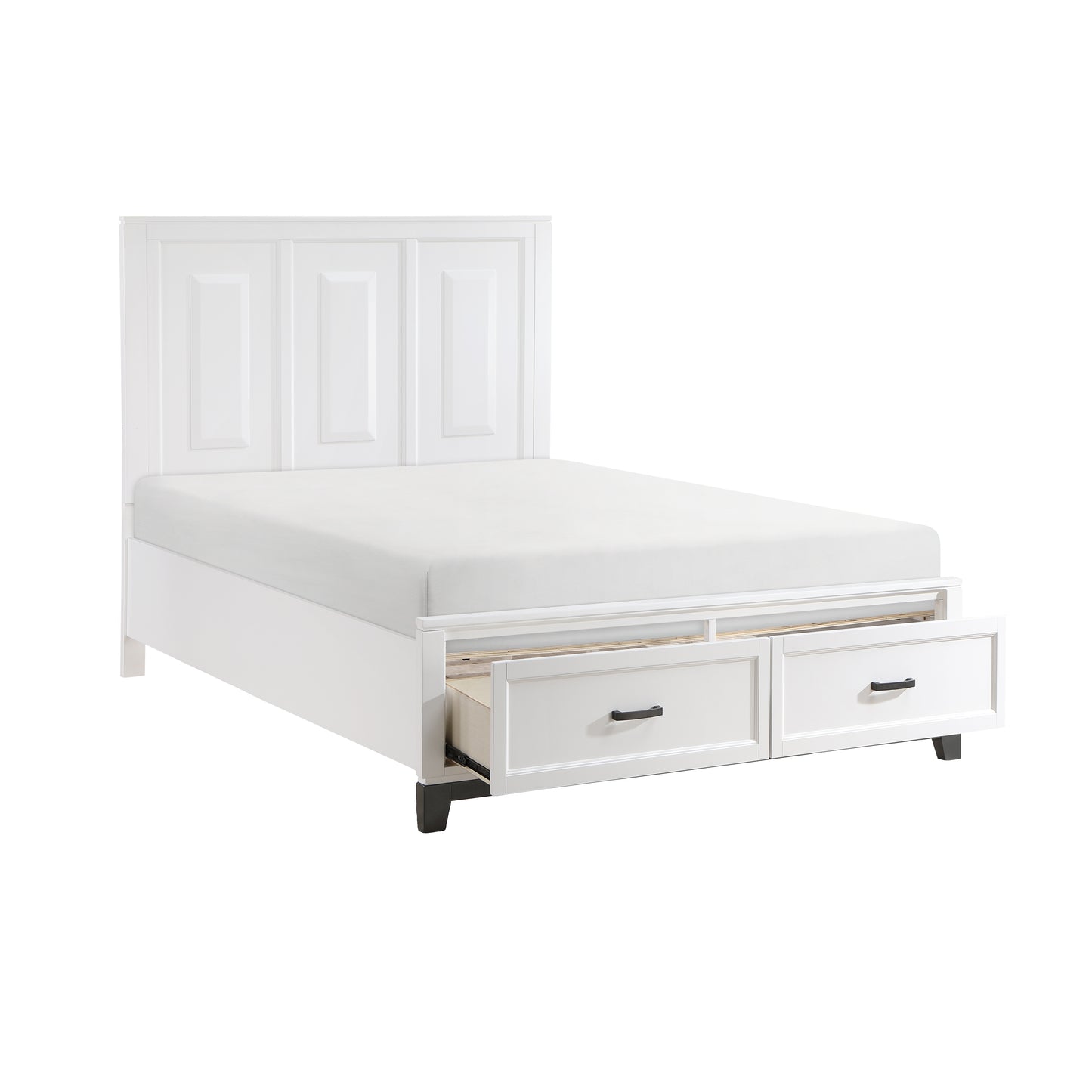 Homelegance Queen Bed Garretson White Metallic Gray Finish with Storage 1450WH-1