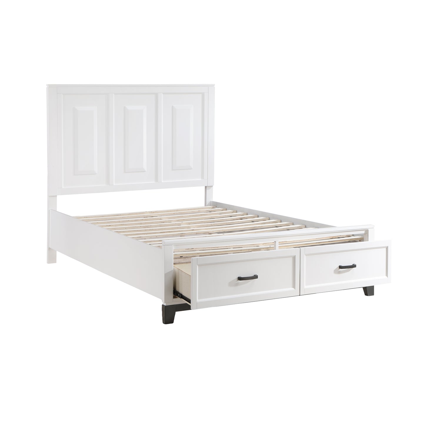 Homelegance Queen Bed Garretson White Metallic Gray Finish with Storage 1450WH-1