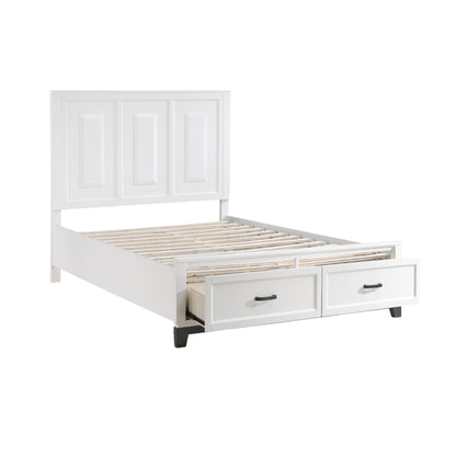 Homelegance Queen Bed Garretson White Metallic Gray Finish with Storage 1450WH-1