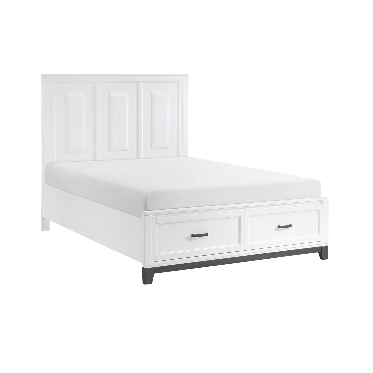 Homelegance Queen Bed Garretson White Metallic Gray Finish with Storage 1450WH-1