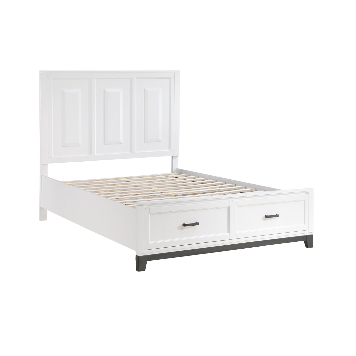 Homelegance Queen Bed Garretson White Metallic Gray Finish with Storage 1450WH-1