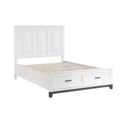 Homelegance Queen Bed Garretson White Metallic Gray Finish with Storage 1450WH-1