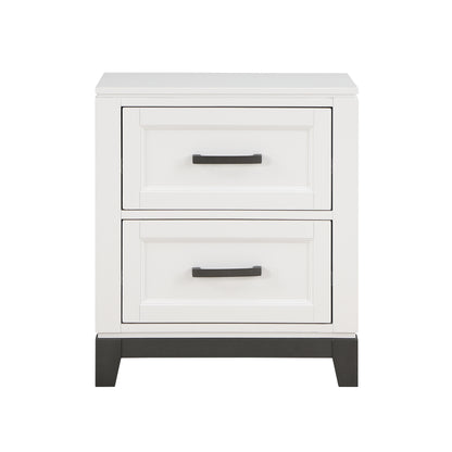 Homelegance Nightstand Garretson White Metallic Gray Finish 1450WH-4