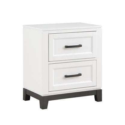 Homelegance Nightstand Garretson White Metallic Gray Finish 1450WH-4