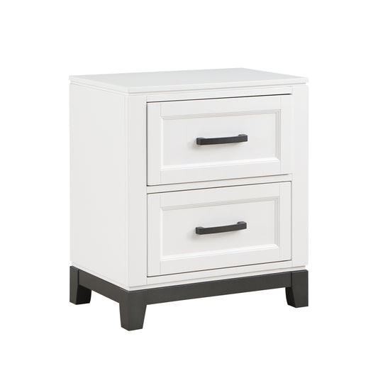Homelegance Nightstand Garretson White Metallic Gray Finish 1450WH-4