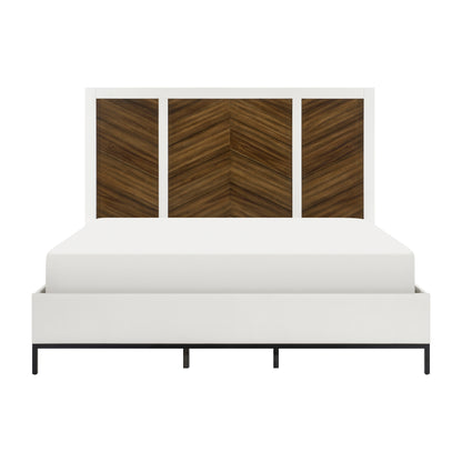 Homelegance Queen Bed Oslo Walnut White Finish with USB Ports 1456-1