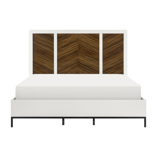 Homelegance Queen Bed Oslo Walnut White Finish with USB Ports 1456-1