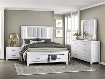 Homelegance Prism Nightstand White Finish with Dovetail Drawers 1486-4