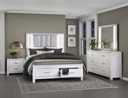 Homelegance Prism Nightstand White Finish with Dovetail Drawers 1486-4