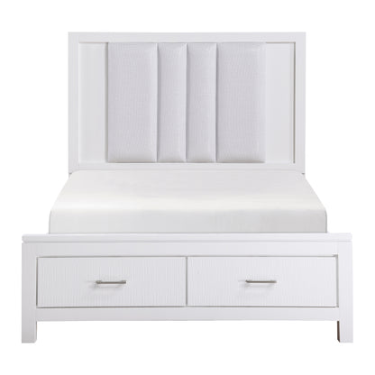 Homelegance Queen Bed Prism White Finish with Storage Drawers and LED Lighting 1486-1