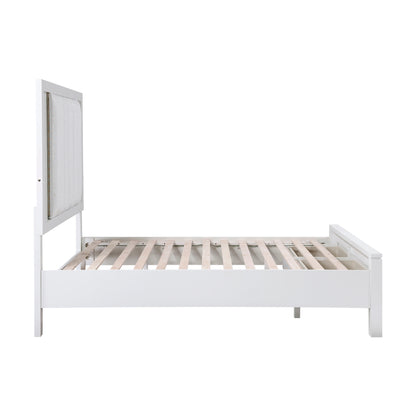 Homelegance Queen Bed Prism White Finish with Storage Drawers and LED Lighting 1486-1