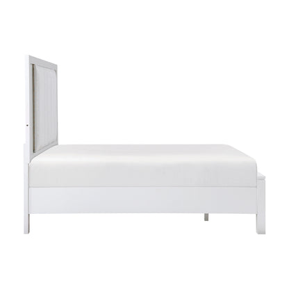 Homelegance Queen Bed Prism White Finish with Storage Drawers and LED Lighting 1486-1