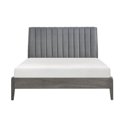 Homelegance Queen Bed Dade Gray Velvet Elegant Design 1492GY-1