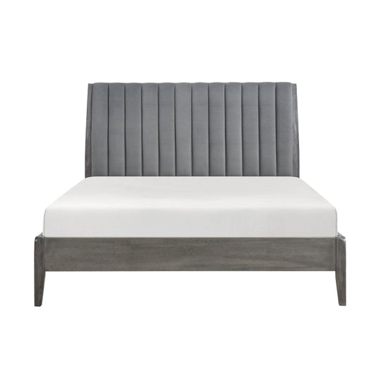 Homelegance Queen Bed Dade Gray Velvet Elegant Design 1492GY-1