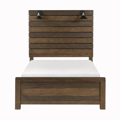Homelegance Queen Bed Antique Brown Conway Finish with LED Lights 1497-1