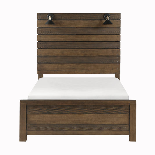Homelegance Queen Bed Antique Brown Conway Finish with LED Lights 1497-1