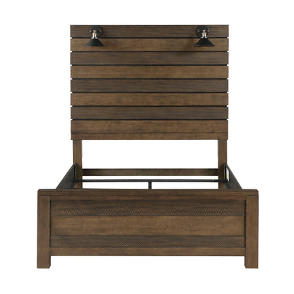 Homelegance Queen Bed Antique Brown Conway Finish with LED Lights 1497-1