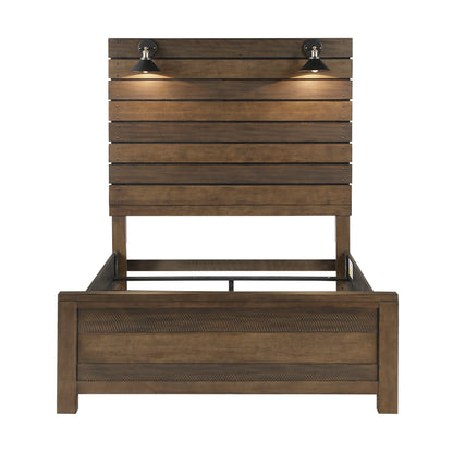 Homelegance Queen Bed Antique Brown Conway Finish with LED Lights 1497-1