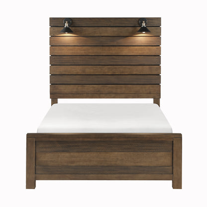 Homelegance Queen Bed Antique Brown Conway Finish with LED Lights 1497-1