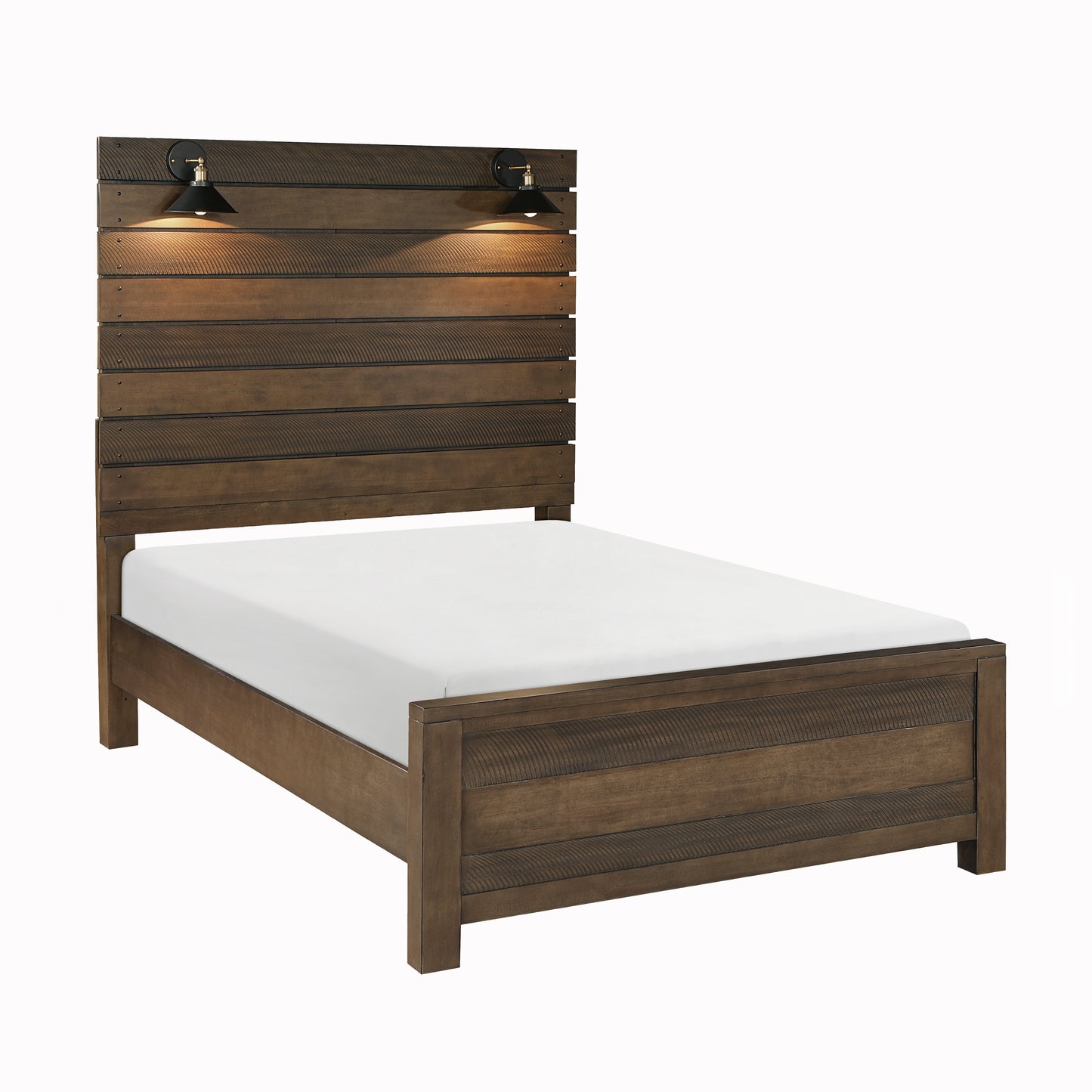 Homelegance Queen Bed Antique Brown Conway Finish with LED Lights 1497-1