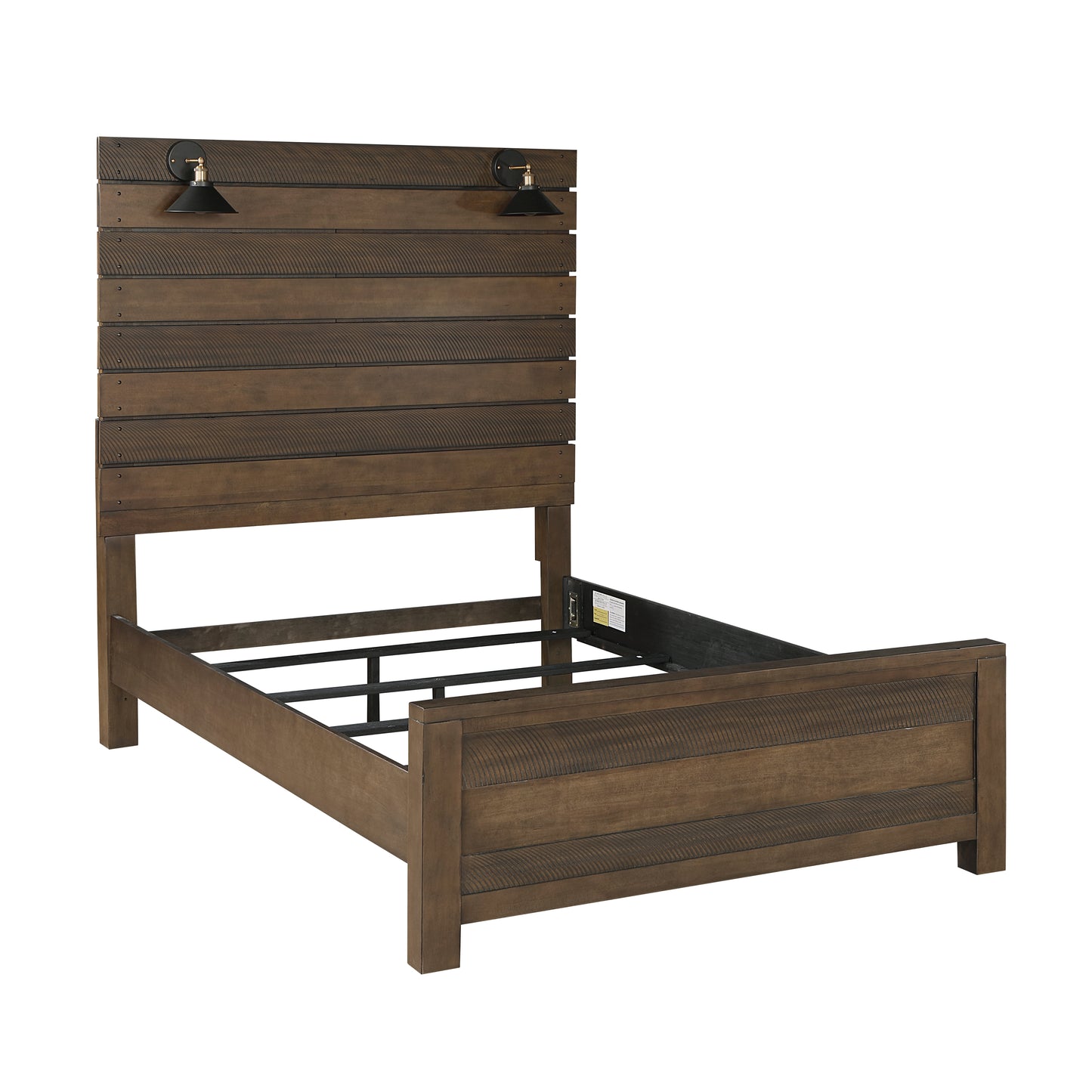 Homelegance Queen Bed Antique Brown Conway Finish with LED Lights 1497-1
