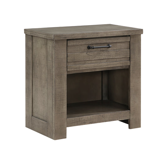 Homelegance Nightstand Longview Gray Finish with Drawer and Cubby 1498GY-4