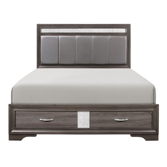 Homelegance Queen Bed Luster Gray Finish with Storage Drawers 1505-1