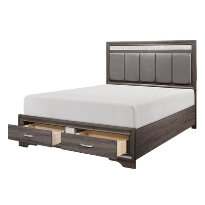 Homelegance Queen Bed Luster Gray Finish with Storage Drawers 1505-1