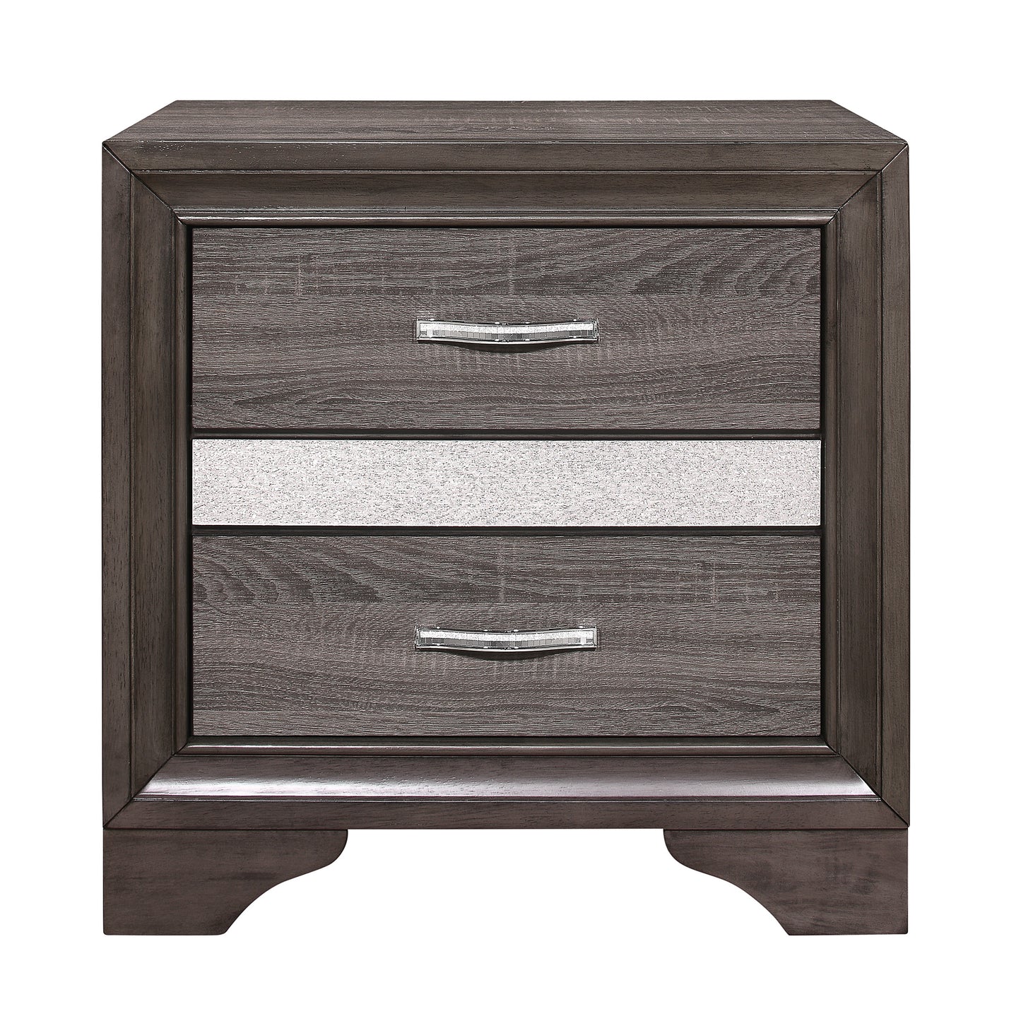 Homelegance Nightstand Luster Gray Silver Glitter Finish with Jewelry Drawer 1505-4