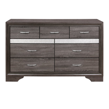 Homelegance Dresser in Luster Gray with Glitter Accents and Chrome Pulls 1505-5
